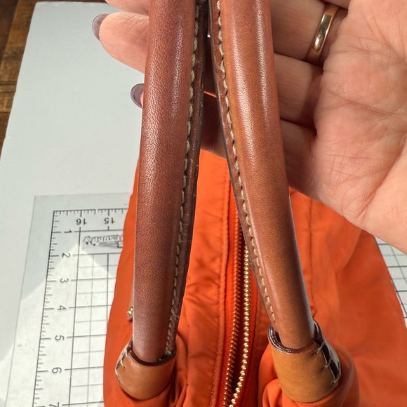 Kate Spade Vibrant Orange Quilted Puffer Satchel. With leather accents - Picture 5 of 8